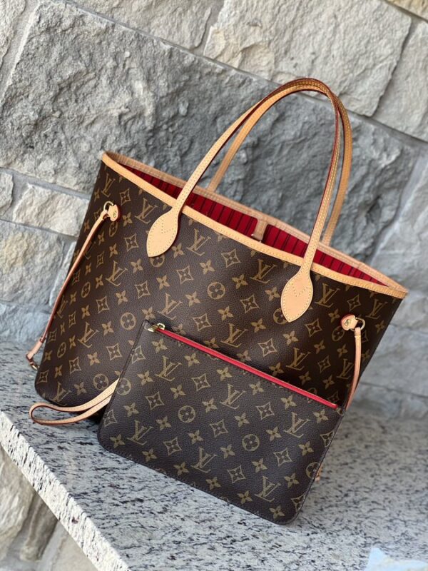 IMG_3990-1 Louis Vuitton Neverfull MM With Pouch Monogram Cerise - Image 1