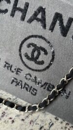 Chanel Large Deauville Sequins Charcoal - Image 4