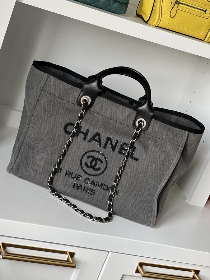 IMG_6219-1 Chanel Large Deauville Sequins Charcoal - Image 1