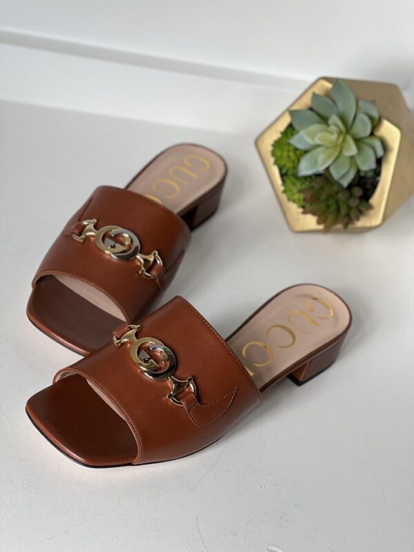 Gucci Horsebit Block Heel Sandals Brown 39