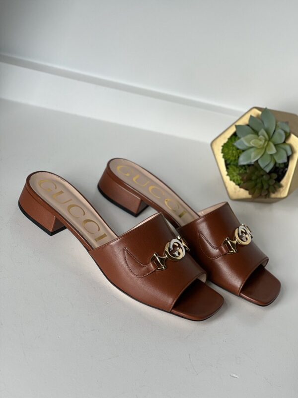 Gucci Horsebit Block Heel Sandals Brown 39 - Image 2