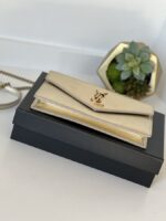 YSL Monogramme Envelope Metallic Gold Leather Shoulder Bag - Image 4