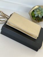 YSL Monogramme Envelope Metallic Gold Leather Shoulder Bag - Image 6