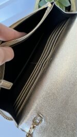 YSL Monogramme Envelope Metallic Gold Leather Shoulder Bag - Image 8