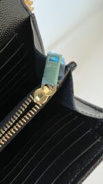 YSL Grain De Poudre Matelasse Chevron Monogram Chain Wallet Black - Image 12