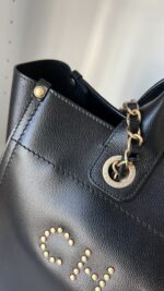 Chanel Caviar Small Studded Deauville Tote Black - Image 2