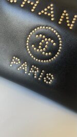 Chanel Caviar Small Studded Deauville Tote Black - Image 4