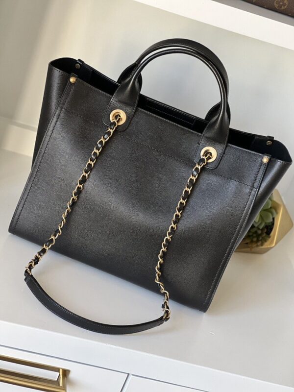 Chanel Caviar Small Studded Deauville Tote Black - Image 5