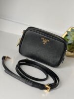 Prada Saffiano Mini Camera Crossbody Bag Black