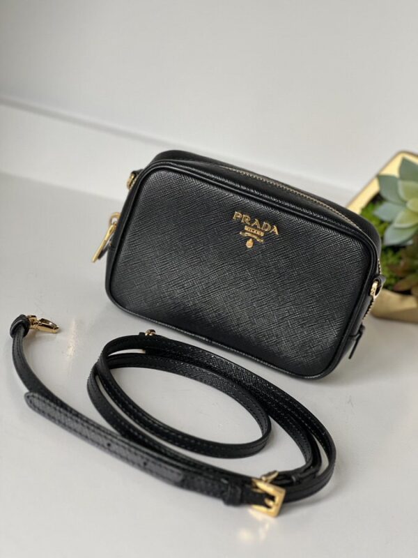 Prada Saffiano Mini Camera Crossbody Bag Black