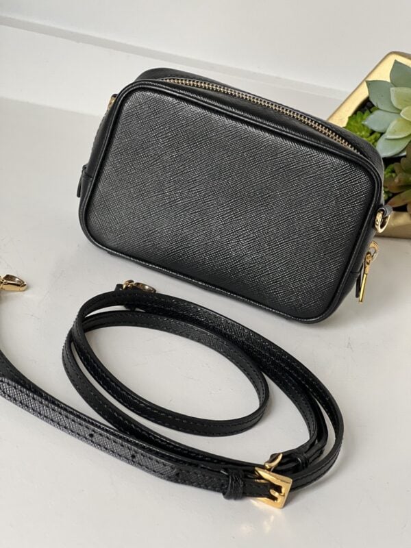 Prada Saffiano Mini Camera Crossbody Bag Black - Image 4