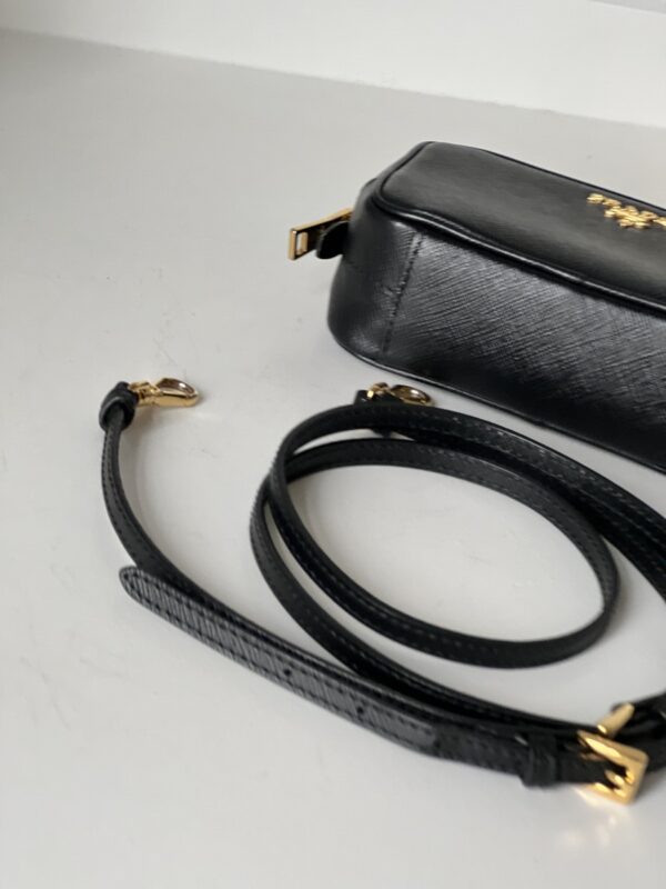 Prada Saffiano Mini Camera Crossbody Bag Black - Image 5