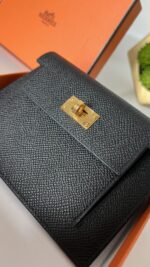 Hermes Epsom Kelly Pocket Compact Wallet Black - Image 3