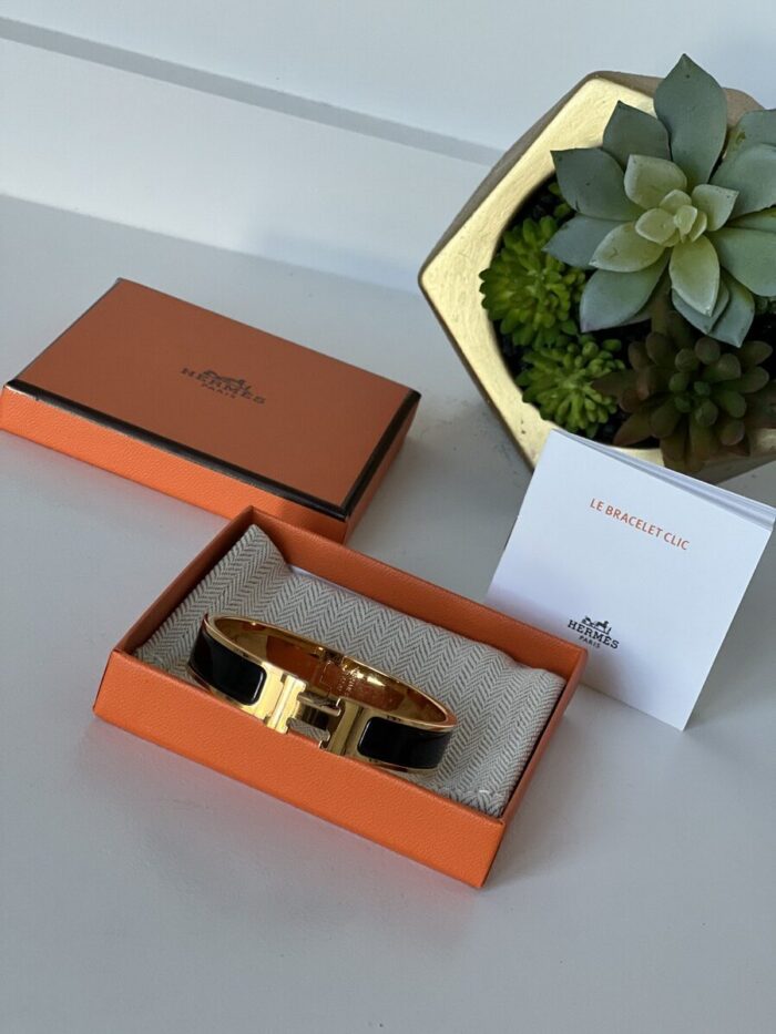 Hermes Enamel Narrow Clic Clac H Bracelet PM Black - Image 1