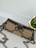 Gucci Monogram Jumbo GG Textured Dollar Calfskin Mini Dionysus Chain Wallet Camel Ebony New Acero - Image 3