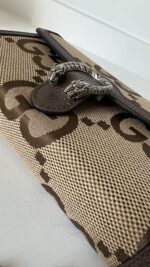 Gucci Monogram Jumbo GG Textured Dollar Calfskin Mini Dionysus Chain Wallet Camel Ebony New Acero - Image 4