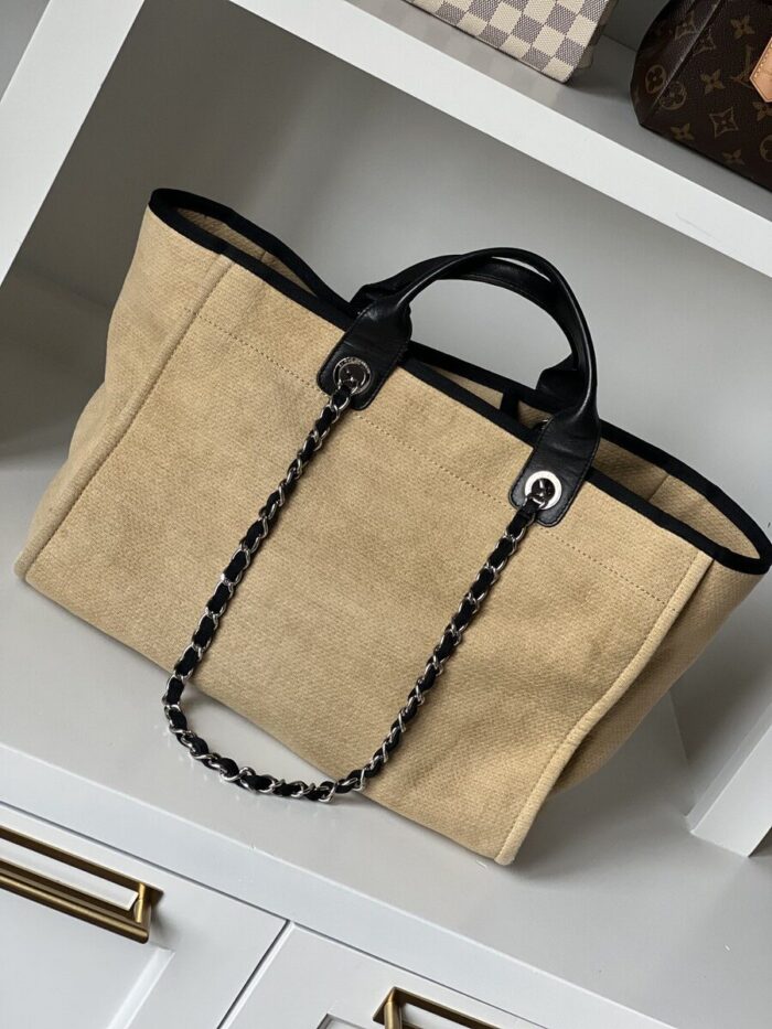 Chanel Medium Deauville Beige Black - Image 5