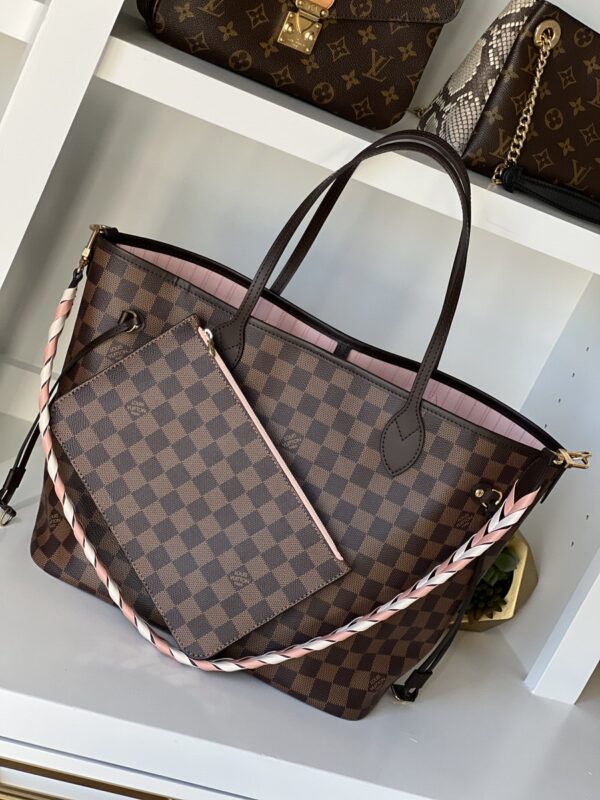Louis Vuitton Neverfull MM Braided Handle Damier Ebene
