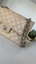 Chanel Classic Small Double Flap Beige Claire Caviar Leather Silver Hardware - Image 2