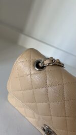 Chanel Classic Small Double Flap Beige Claire Caviar Leather Silver Hardware - Image 5