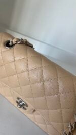 Chanel Classic Small Double Flap Beige Claire Caviar Leather Silver Hardware - Image 6