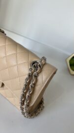 Chanel Classic Small Double Flap Beige Claire Caviar Leather Silver Hardware - Image 7
