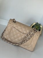 Chanel Classic Small Double Flap Beige Claire Caviar Leather Silver Hardware - Image 9