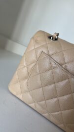 Chanel Classic Small Double Flap Beige Claire Caviar Leather Silver Hardware - Image 10