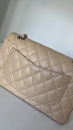 Chanel Classic Small Double Flap Beige Claire Caviar Leather Silver Hardware - Image 11