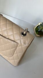Chanel Classic Small Double Flap Beige Claire Caviar Leather Silver Hardware - Image 13