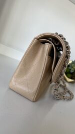 Chanel Classic Small Double Flap Beige Claire Caviar Leather Silver Hardware - Image 15