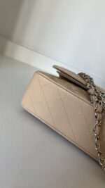Chanel Classic Small Double Flap Beige Claire Caviar Leather Silver Hardware - Image 16