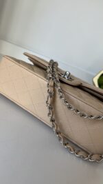 Chanel Classic Small Double Flap Beige Claire Caviar Leather Silver Hardware - Image 17