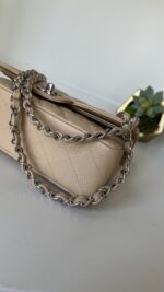 Chanel Classic Small Double Flap Beige Claire Caviar Leather Silver Hardware - Image 18