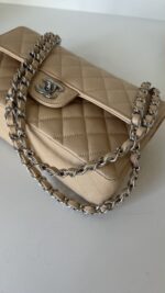 Chanel Classic Small Double Flap Beige Claire Caviar Leather Silver Hardware - Image 19