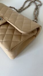 Chanel Classic Small Double Flap Beige Claire Caviar Leather Silver Hardware - Image 20