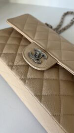 Chanel Classic Small Double Flap Beige Claire Caviar Leather Silver Hardware - Image 21