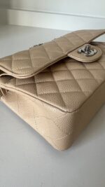 Chanel Classic Small Double Flap Beige Claire Caviar Leather Silver Hardware - Image 22