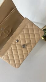 Chanel Classic Small Double Flap Beige Claire Caviar Leather Silver Hardware - Image 27