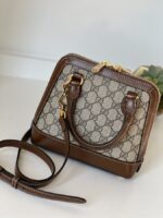 Gucci Mini Horsebit 1955 Top Handle Crossbody Supreme Brown - Image 4
