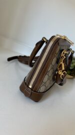 Gucci Mini Horsebit 1955 Top Handle Crossbody Supreme Brown - Image 5