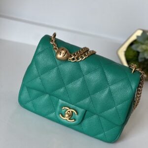 Chanel Heart Crush Mini Rectangular Flap Green Caviar