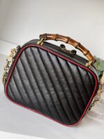Gucci Black Diagonal Quilted GG Leather Marmont Bamboo Top Handle Shoulder Bag - Image 5