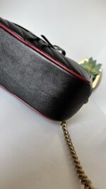 Gucci Black Diagonal Quilted GG Leather Marmont Bamboo Top Handle Shoulder Bag - Image 7