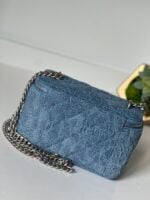 Chanel Blue Quilted Denim Heart Crush Long Vanity Case Silver Hardware - Image 6