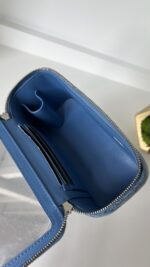 Chanel Blue Quilted Denim Heart Crush Long Vanity Case Silver Hardware - Image 11