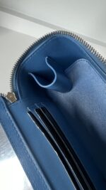 Chanel Blue Quilted Denim Heart Crush Long Vanity Case Silver Hardware - Image 12