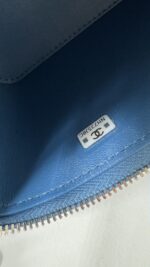 Chanel Blue Quilted Denim Heart Crush Long Vanity Case Silver Hardware - Image 13