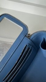 Chanel Blue Quilted Denim Heart Crush Long Vanity Case Silver Hardware - Image 15