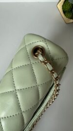 Chanel Lambskin Quilted CC Pearl Crush Mini Square Flap Light Green - Image 15